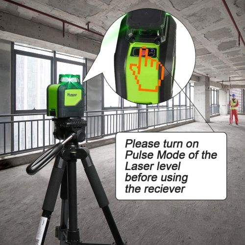  [아마존베스트]Huepar Laser Detector for Line Laser Level, Digital Laser Receiver Used with Pulsing Line Lasers Up to 200ft, Detect Red and Green Laser Beams, Three-Sided LED Displays, Clamp Incl