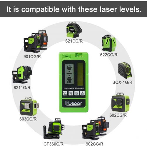  [아마존베스트]Huepar LR-5RG Laser Detector for Laser Level - Green and Red Beam Receiver for Use with Pulsing Line Lasers, Two-Sided Back-lit LCD Displays, Automatic Shut-Off Timer, Clamp Includ
