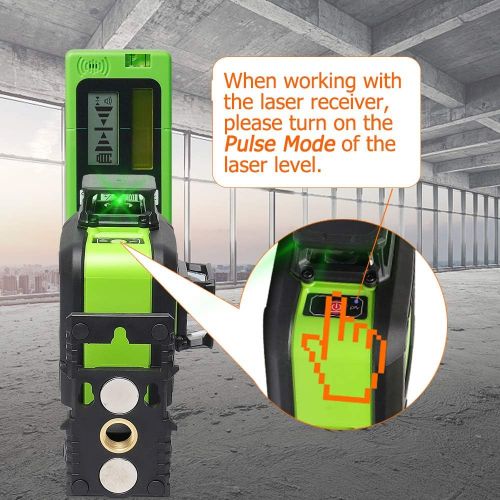  [아마존베스트]Huepar LR-5RG Laser Detector for Laser Level - Green and Red Beam Receiver for Use with Pulsing Line Lasers, Two-Sided Back-lit LCD Displays, Automatic Shut-Off Timer, Clamp Includ
