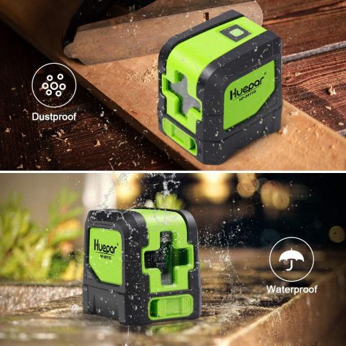  Huepar Cross Line Laser - DIY Self-Leveling Green Beam Horizontal and Vertical Line Laser Level with 100 Ft Visibility, Bright Laser Lines with 360° Magnetic Pivoting Base -M-9011G
