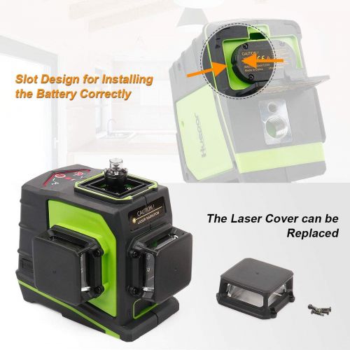  Huepar 3D Self-Leveling Laser Level 3x360 Red Cross Line 100Ft Three-Plane Leveling and Alignment Laser Level Tool -Two 360° Vertical and One 360° Horizontal Line -Magnetic Pivotin