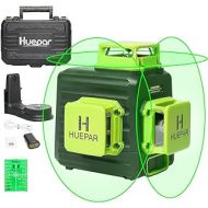 Huepar 3D Cross Line Self-leveling Laser Level 3 x 360 Green Beam Three-Plane Leveling and Alignment Laser Tool, Li-ion Battery with Type-C Charging Port & Hard Carry Case Included