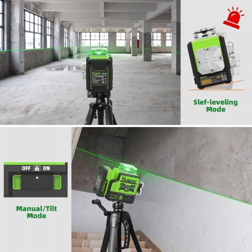  Huepar Laser Level Self Leveling 2x360°outdoor Bluetooth Green Beam Cross Line for Construction and Picture with Pulse Mode, 360° Horizontal and Vertical Line- Li-ion battery & Mag
