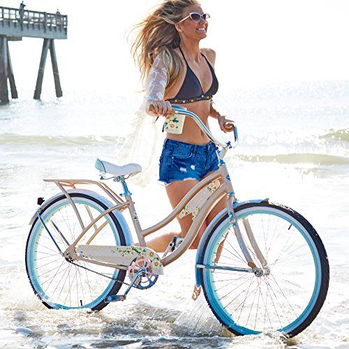  Huffy Panama Jack Beach Cruiser Bike wCup Holder, Rear Rack & Handlebar Basket
