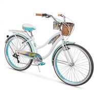 Huffy Panama Jack Womens Beach Cruiser Bike 26 inch 6-Speed, Lightweight, Pearl White