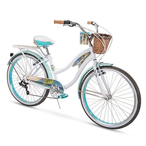  Huffy Panama Jack Womens Beach Cruiser Bike 26 inch 6-Speed, Lightweight, Pearl White