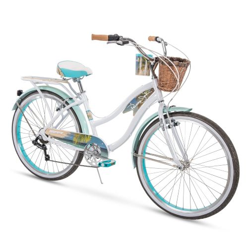  Huffy Panama Jack Womens Beach Cruiser Bike 26 inch 6-Speed, Lightweight, Pearl White