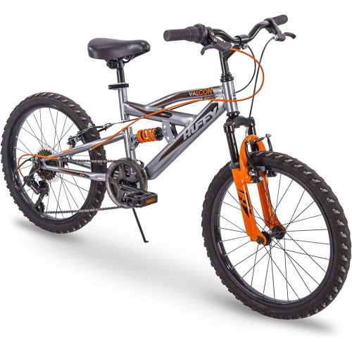  Huffy Valcon 20 Mountain Bike for Boys - 6 Speed - Dual Suspension - Silver & Orange