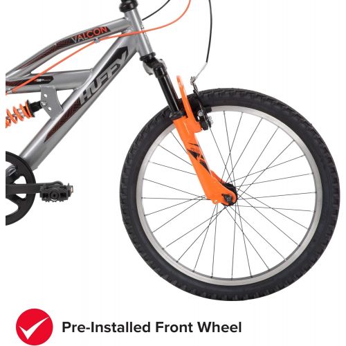  Huffy Valcon 20 Mountain Bike for Boys - 6 Speed - Dual Suspension - Silver & Orange