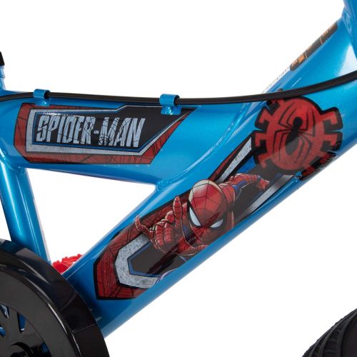  Huffy Marvel Spider-Man Kid Bike Quick Connect Assembly, Web Plaque & Training Wheels, 12 Blue
