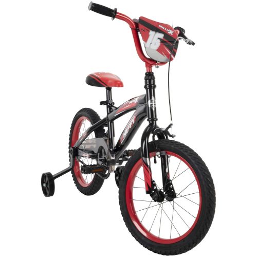  Huffy Moto X 18 Inch Kid’s Bike with Training Wheels, Quick Connect Assembly, Black