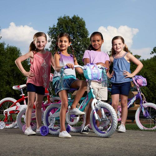  Huffy Glimmer 14 Age 4-6 Kids Bike Bicycle with Training Wheels, Sea Crystal