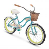 Huffy Panama Jack 20 Girls Beach Cruiser Bike with Wicker Handlebar Basket, Blue