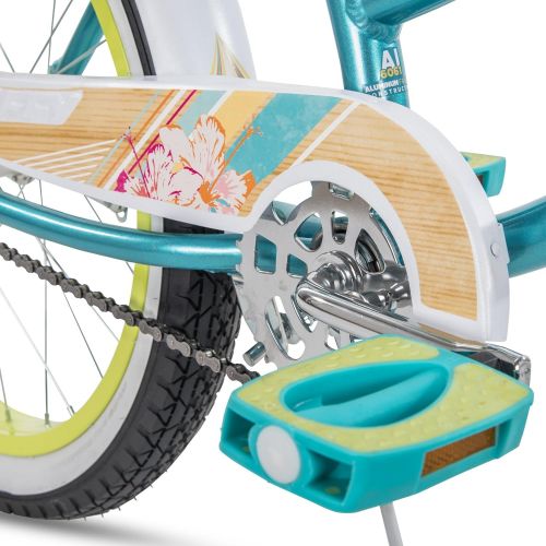  Huffy Panama Jack 20 Girls Beach Cruiser Bike with Wicker Handlebar Basket, Blue