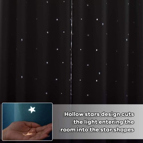  [아마존베스트]Hughapy Star Curtains Ombre Curtain for Kids Girls Bedroom - Tulle Overlay Star Cut Out Curtains Mix and Match Curtains for Living Room, Room Darkening Window Curtains, 1 Panel - (