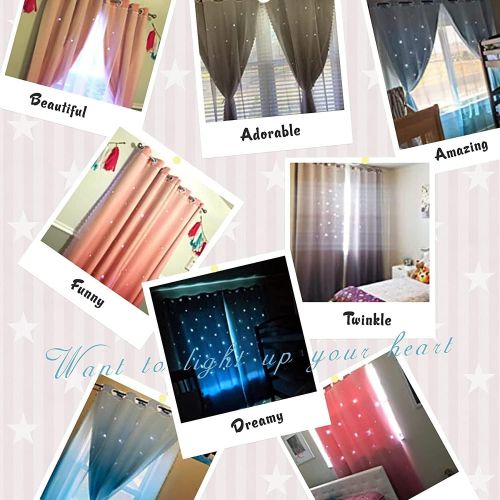  [아마존베스트]Hughapy Star Curtains Ombre Curtain for Kids Girls Bedroom - Tulle Overlay Star Cut Out Curtains Mix and Match Curtains for Living Room, Room Darkening Window Curtains, 1 Panel - (