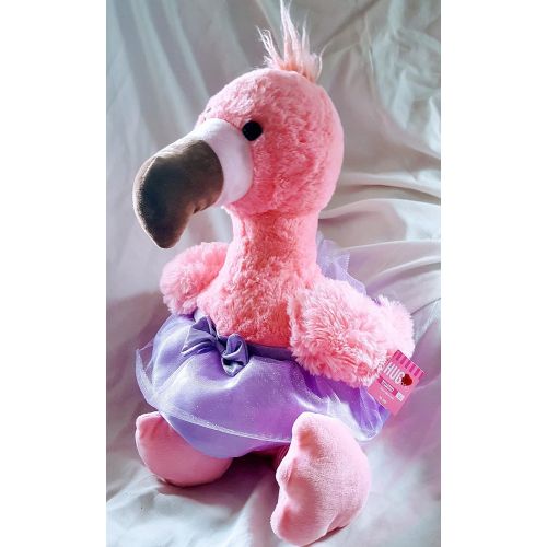  Hugme 23 inch Pink Flamingo with Lavender satin & toole tutu Balerina and pink & white leggings. shelf 315