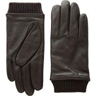 Hugo+Boss BOSS Hugo Boss Mens Hewen Touch Tech Leather Gloves Dark Brown 8