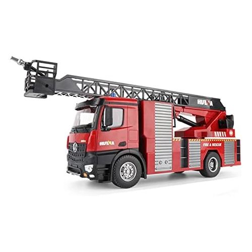  HUINA 1561 RC 1:14 Scale Fire Engine Truck with Working Water Spray Jet Pump Ladder Toy 22 Channel 2.4GHz Remote Control Flashing LED Lights Simulating Siren Sounds Gift ? 2 Rechar