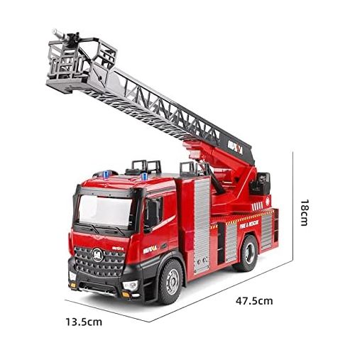  HUINA 1561 RC 1:14 Scale Fire Engine Truck with Working Water Spray Jet Pump Ladder Toy 22 Channel 2.4GHz Remote Control Flashing LED Lights Simulating Siren Sounds Gift ? 2 Rechar