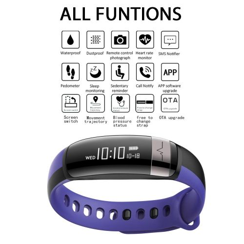  Fitness Tracker, HuiNiu Activity Tracker with Wrist Based Heart Rate Monitor and blood pressure Smart Bracelet Step Tracker Sleep Monitor Calorie Counter Pedometer Watch for Androi