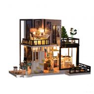 Huikai DIY Dollhouse Wooden Miniature Furniture Kit Dreamy Bedroom with LED to Build Great Toy Gift for Kids & Adults