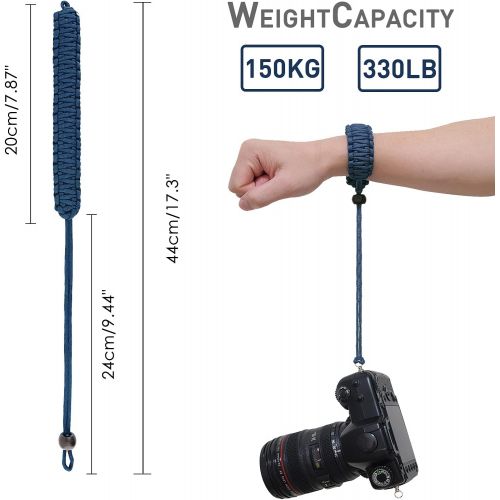  Hukado Universal Paracord Camera Wrist Strap,Nylon Braided Adjustable Camera Hand Grip Strap for Camcorder,Binoculars,Nikon/Canon/Sony/Panasonic/SLR/DSLR Digital Cameras, Black/Blu