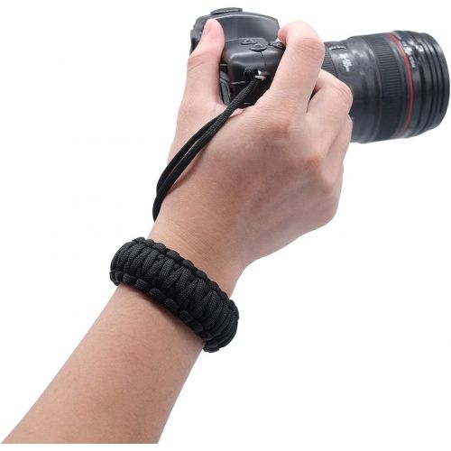  Hukado Universal Paracord Camera Wrist Strap,Nylon Braided Adjustable Camera Hand Grip Strap for Camcorder,Binoculars,Nikon/Canon/Sony/Panasonic/SLR/DSLR Digital Cameras, Black/Blu