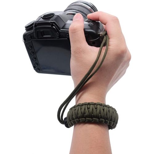  Hukado Universal Paracord Camera Wrist Strap,Nylon Braided Adjustable Camera Hand Grip Strap for Camcorder,Binoculars,Nikon/Canon/Sony/Panasonic/SLR/DSLR Digital Cameras, Black/Blu