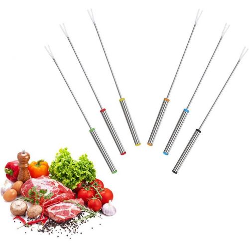  [아마존베스트]Hukz Set of 6 Stainless Steel Fondue Forks Fondue Forks Fondue Forks Fruit Chocolate Fountain Cheese Forks Cheese Fondue Forks Fondue Accessories