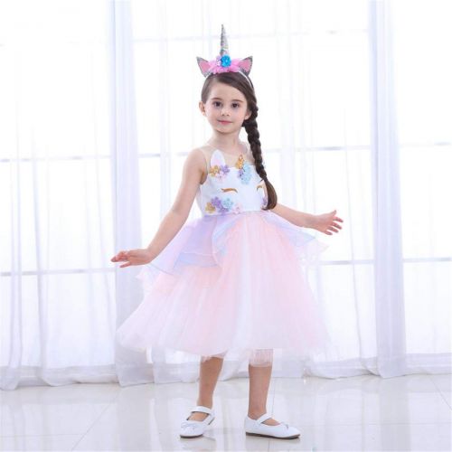  Hulaha Girls Unicorn Dress Pageant Flower Costume Kids Unicorn Fancy Dress Tutu Ball Gowns