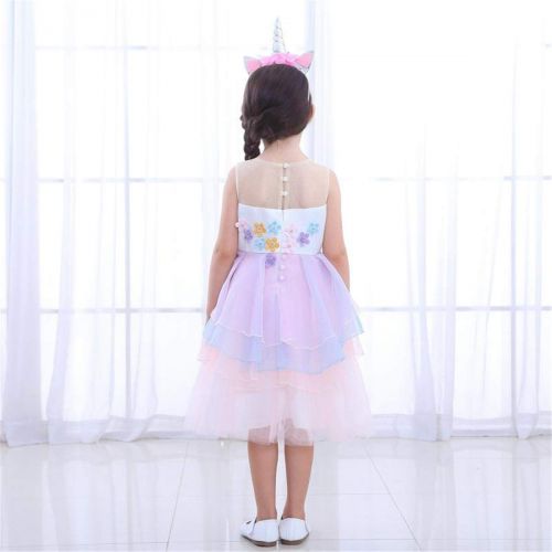  Hulaha Girls Unicorn Dress Pageant Flower Costume Kids Unicorn Fancy Dress Tutu Ball Gowns