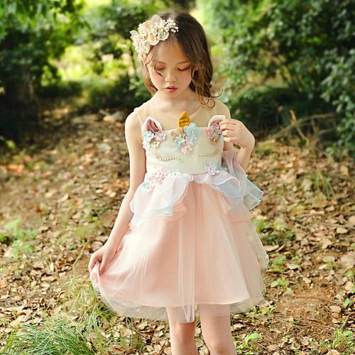  Hulaha Girls Unicorn Dress Pageant Flower Costume Kids Unicorn Fancy Dress Tutu Ball Gowns