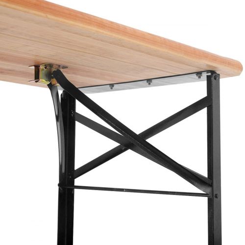  Hulaloveshop 3 pcs Folding Wooden Picnic Table Bench Set