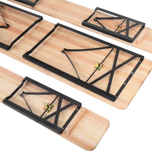  Hulaloveshop 3 pcs Folding Wooden Picnic Table Bench Set