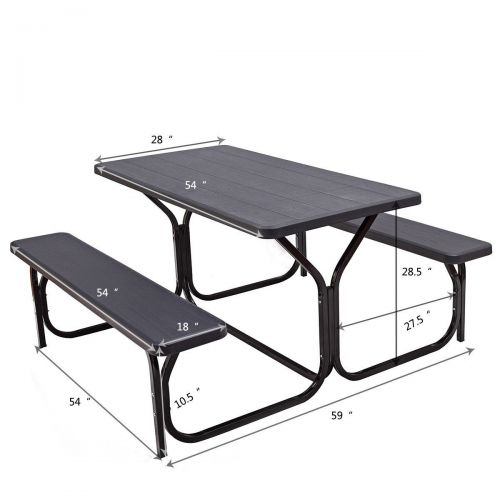  Hulaloveshop Outdoor Picnic Garden Party Table and Bench Set