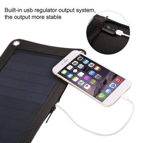  Huldaqueen 7W Portable USB Port Solar Panel Charger Ultra Thin Universal Light Weight High Efficiency for Smartphones Cameras MP3 MP4