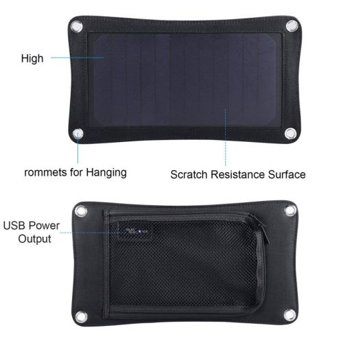  Huldaqueen 7W Portable USB Port Solar Panel Charger Ultra Thin Universal Light Weight High Efficiency for Smartphones Cameras MP3 MP4