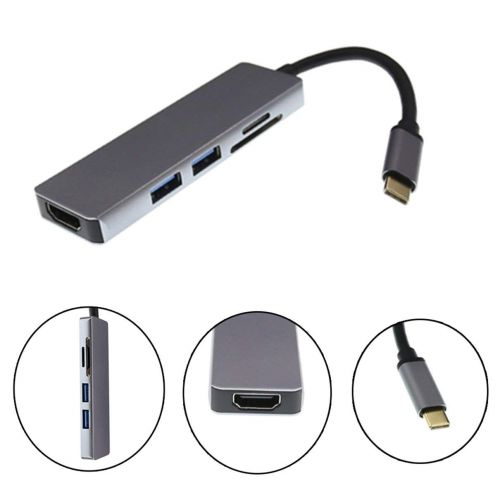  Huldaqueen 3 Hub Usbc Dock USB Type C to Hdmi USB 3.0 Cable Tf Sd Card 5 in 1 Adapter Splitter for MacBook Pro 2017 Dell Xps 13