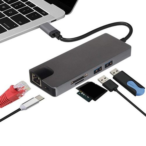  Huldaqueen 3 Hub Usbc Dock USB Type C to Hdmi USB 3.0 Cable Tf Sd Card 8 in 1 Adapter Splitter for MacBook Pro 2017 Dell Xps 13