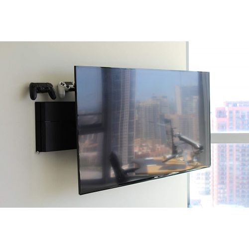  [아마존베스트]HumanCentric PS4 Mount for PS4 Original (2013 - mid 2016 Model) + 2 Controller Mounts Bundle (Black) | Mount on The Wall or on The Back of The TV | Patent Pending