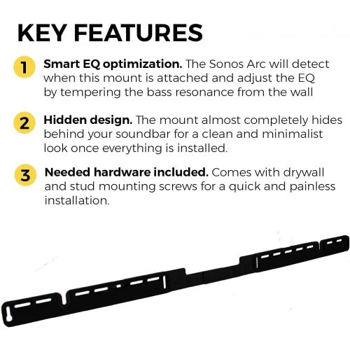  HumanCentric Wall Mount Compatible with Sonos Arc Sound Bar (Black), Floating Style Mounting Bracket Compatible with Sonos Arc Wall Mount, Soundbar Mount for Sonos Arc Mount on Wal