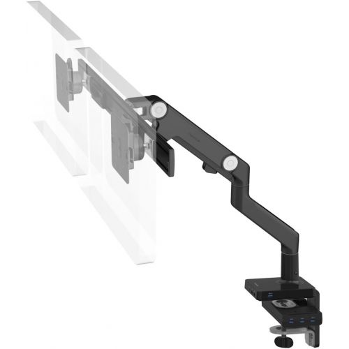  Humanscale HumanScale M8 Dual Monitor Arm with Crossbar and MConnect USB 3.0 Dual-video Docking Station with Integrated Clamp Mount Black