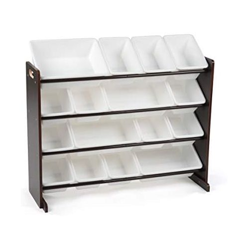 튜터 [아마존베스트]Tot Tutors WO142 Extra-Large, Supersized Toy Storage Organizer White Bins, Espresso Collection