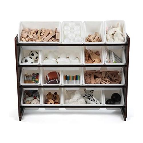 튜터 [아마존베스트]Tot Tutors WO142 Extra-Large, Supersized Toy Storage Organizer White Bins, Espresso Collection