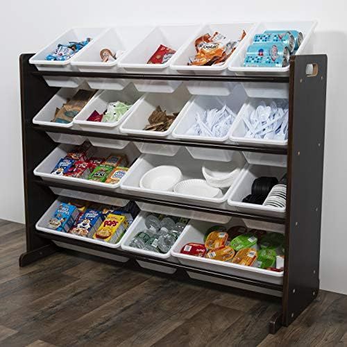 튜터 [아마존베스트]Tot Tutors WO142 Extra-Large, Supersized Toy Storage Organizer White Bins, Espresso Collection