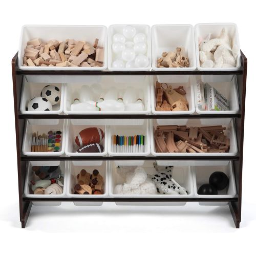 튜터 [아마존베스트]Tot Tutors WO142 Extra-Large, Supersized Toy Storage Organizer White Bins, Espresso Collection
