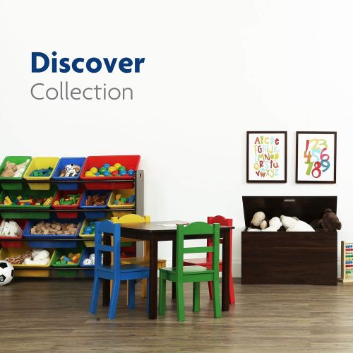 튜터 [아마존베스트]Tot Tutors WO420 Discover Collection Supersized Wood Toy Storage Organizer, Toddler, Espresso/Primary