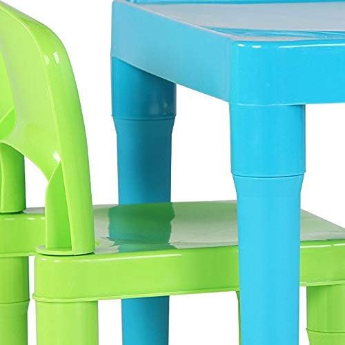 튜터 Tot Tutors Kids Table and 2 Chairs Set, Aqua/Green Yellow, Toddler, Green&Yellow