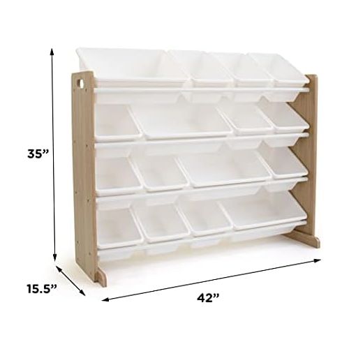 튜터 Tot Tutors WO166 Super-Sized Toy Storage Organizer w/ 16 Bin, Universal, Natural/White